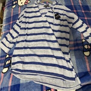 Poof! Blue and White Striped Hoodie